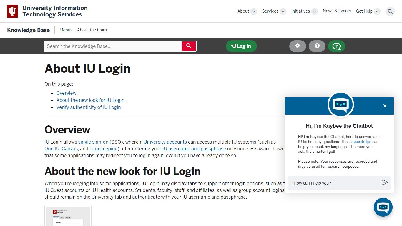 About IU Login